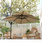10ft Square Cantilever Patio Umbrella, 360° Rotating Overhanging Umbrella with Cross Base, Crank Handle, Khaki
