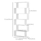 76" 6-Tier Geometric Wooden Bookcase S Shaped Storage Display Bookshelf Modern shelf Open Concept Living Room Home Office Furniture, White