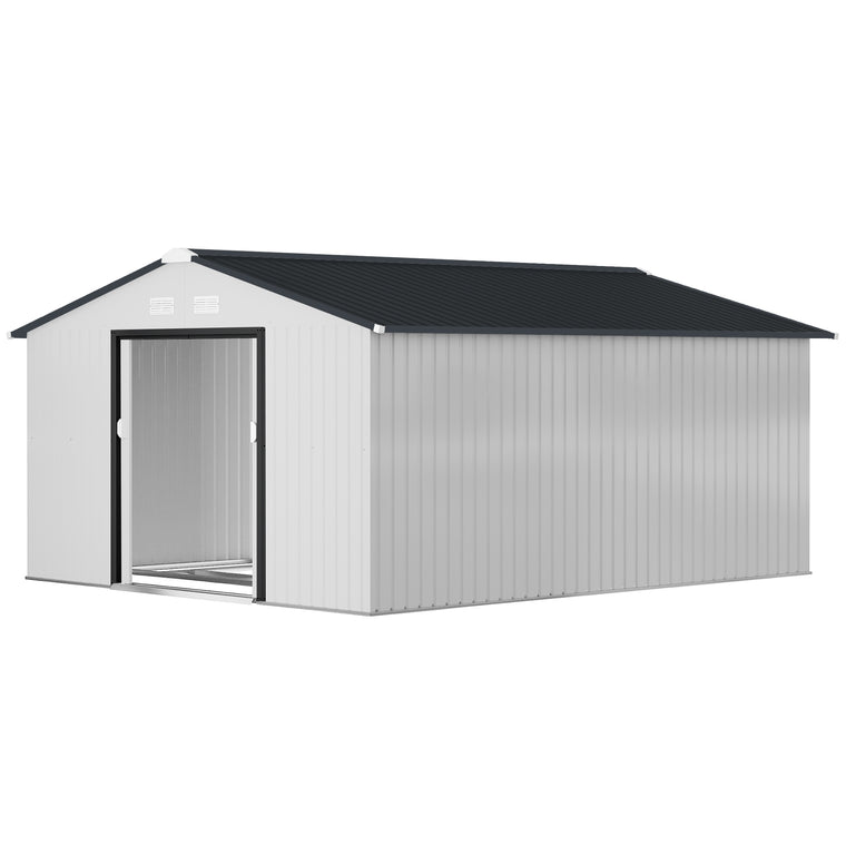 11' x 13' Metal Garden Shed with Double Doors and Foundation Kit