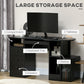 Computer Desk with Storage, Home Office Laptop Table with Shelves and Drawers, Modern Workstation Desk with Keyboard Tray for Study, Living Room, Black