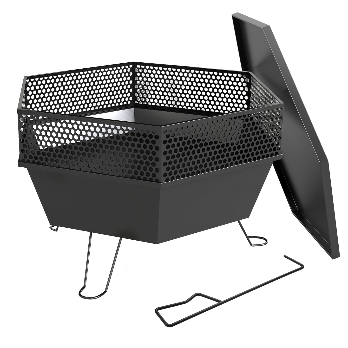 20" Foldable Wood-Burning Fire Pit with Poker