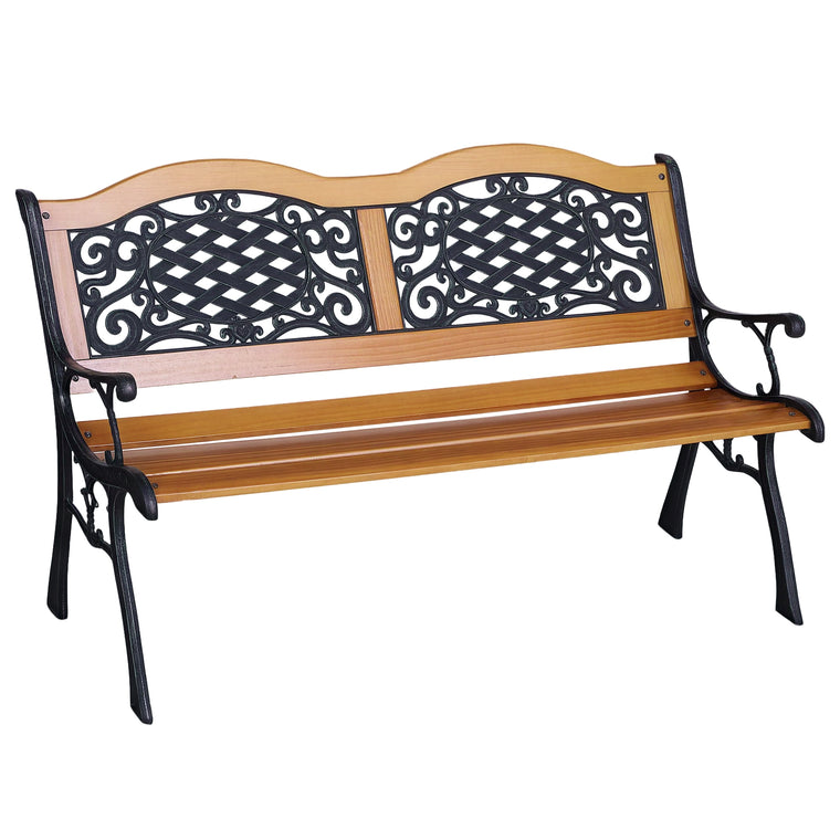 Natural Wood 50" Garden Bench with Metal Frame