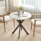29" Dining Table, Contemporary Round Kitchen Table with Steel Legs, White Marble-Effect
