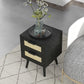 Boho Nightstands Set of 2, Bedside Tables with 2 Drawers for Living Room, Bedroom, Black