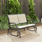Outdoor Glider Bench, 2 Person Patio Glider Chair, Gliding Outdoor Garden Loveseat Swing Bench with Breathable Mesh Fabric, Steel Frame for Backyard, Porch, Cream White