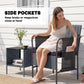 3 Piece Wicker Patio Furniture Set, Outdoor Bistro Set, Side Pockets, Mesh Seat, 2 Tier Glass Table, Cushions, Black