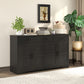 Sideboard Buffet Cabinet with Storage, Modern Coffee Bar Cabinet with 3 Drawers and Adjustable Shelves, Distressed Black