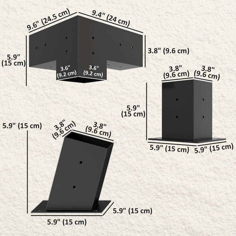 Slanted Pergola Bracket Kit with 3-Way Brackets