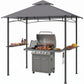 8' x 5' BBQ Grill Gazebo Tent with Double Tiered Canopy for Outdoor Sun Shade, Grey
