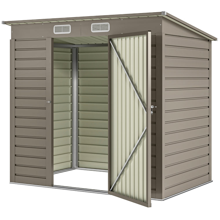 6' x 4' Galvanized Tool Shed with Double Doors and Vents