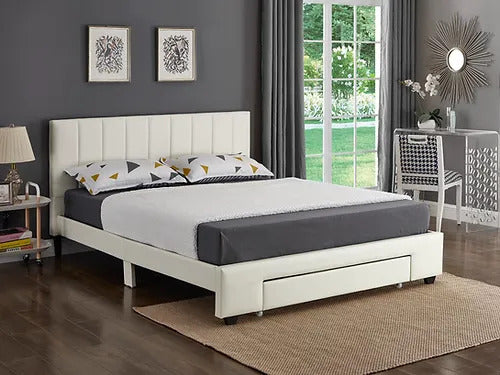 Cambridge White Platform Bed with Storage