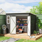 8.5' x 6' Galvanised Steel Outdoor Storage Shed, Garden Shed with Window, Lockable Wide Doors and Air Vents, Dark Grey