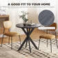 29" Dining Table, Contemporary Round Kitchen Table with Steel Legs, Black