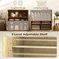 Sideboard Buffet Cabinet Set of 2, Kitchen Cabinet with Soft-Close Door and Adjustable Shelves for Living Room, Oak