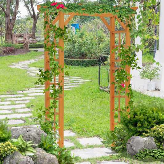 85" Wooden Outdoor Garden Arbour, Garden Arch Trellis for Climbing Vines for Wedding and Ceremony - Orange