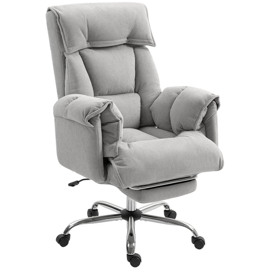 High Back Reclining Office Chair with Footrest - Light Grey