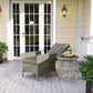 Wicker Outdoor Recliner Chair, Wicker Reclining Patio Chair with Adjustable Backrest and Cushion, Grey