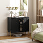 Sideboard, Modern Buffet Cabinet, Coffee Bar Cabinet with Fluted Doors and Adjustable Shelf, Black
