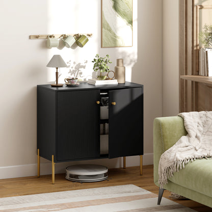Coffee Bar Buffet Cabinet with Fluted Doors