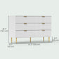 Modern Chest of Drawers 6 Drawer Dresser for Bedroom with Gold Legs and Handles, White