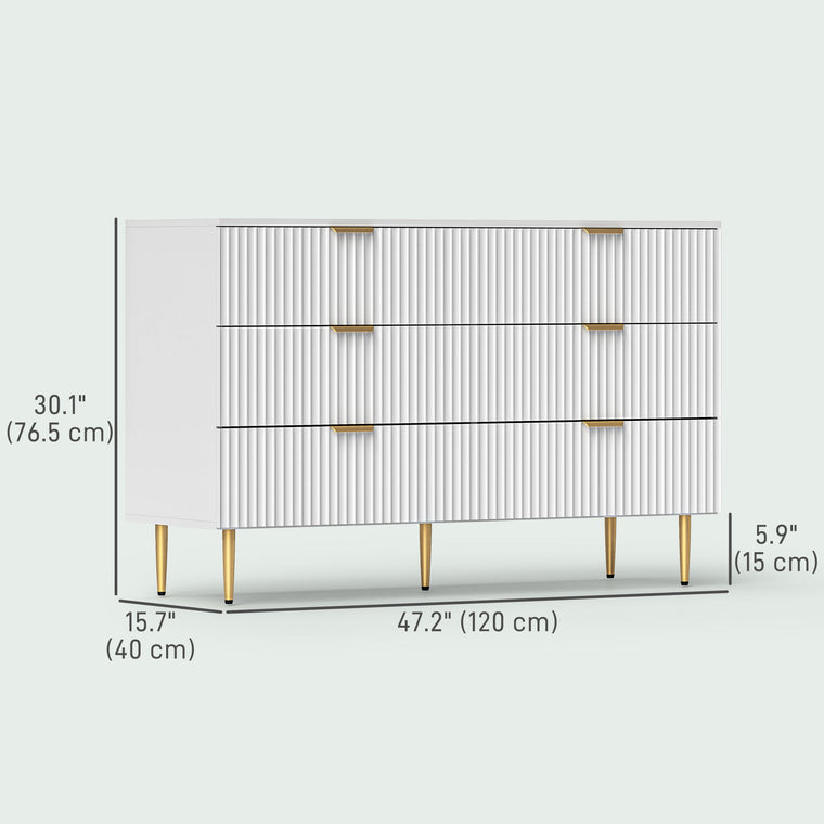 6-Drawer Dresser with Gold Legs