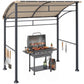 7' x 5' BBQ Grill Gazebo Tent, Garden Grill Canopy with Steel Frame and Hooks, Outdoor Sun Shade, Khaki