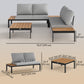 4 Piece L Shaped Garden Furniture Set, 4 Seater Outdoor Corner Garden Set, 2 Loveseats, 2 Coffee Tables, Teak