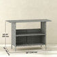 Wicker Outdoor Bar Table, PE Rattan Bar Height Patio Table with 2 Shelves, Steel Frame for Garden, Backyard, Dark Grey