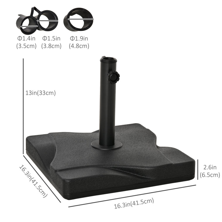 44 lb Black Square Cement Umbrella Base for 1.3-2" Poles