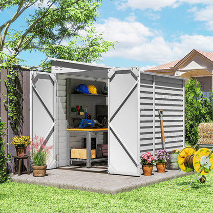 4.6' x 9' Lean-To Shed with Lockable Doors and Foundation Kit