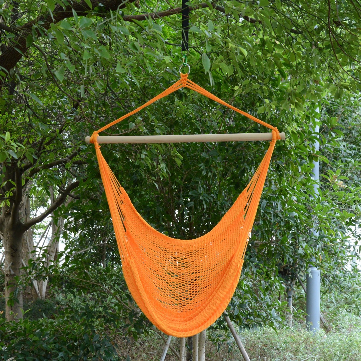 Portable Hammock Chair, Hanging Woven Hammock Swing Chair Sleeping Bed for Outdoor Garden Yard Camping, Orange