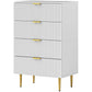 Modern Chest of Drawers 4 Drawer Dresser for Bedroom with Gold Legs and Handles, White