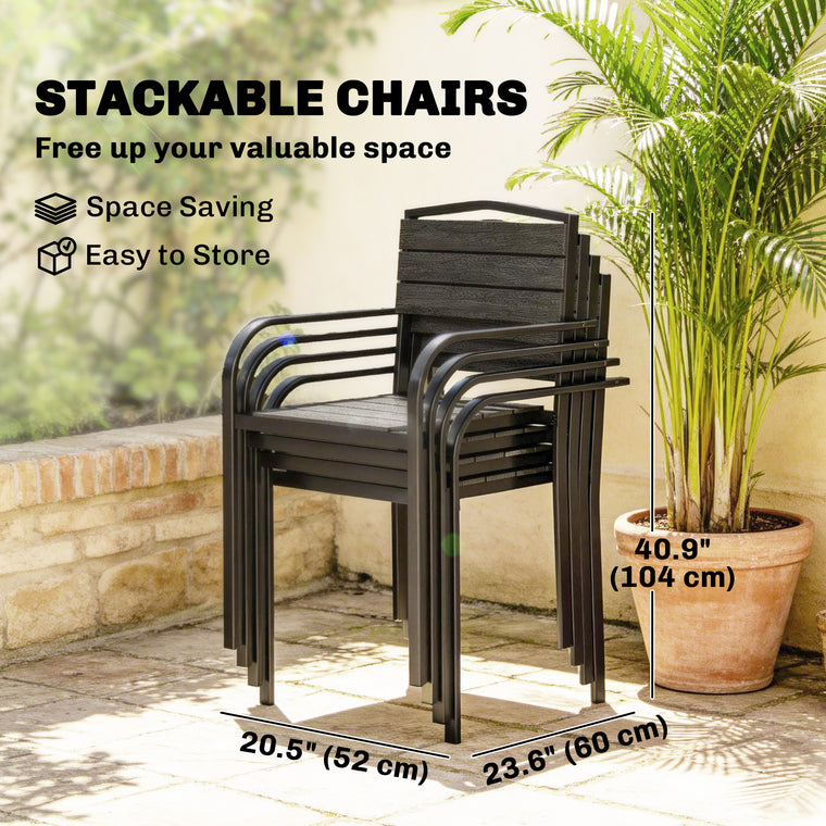 Stackable Dining Chairs with HDPE Seat, Set of 4