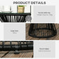 Round End Table, Rattan Side Table, Hollow Drum Design Coffee Table w/ Glass Top for Patio, Garden, Balcony, Dark Grey