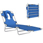 Folding Lounge Chair Outdoor, Tanning Chair with Face Hole Arm Slots, Beach Chaise Lounger with Pillow, 5-Position Adjustable Portable Sun Lounger Bed for Pool, Black