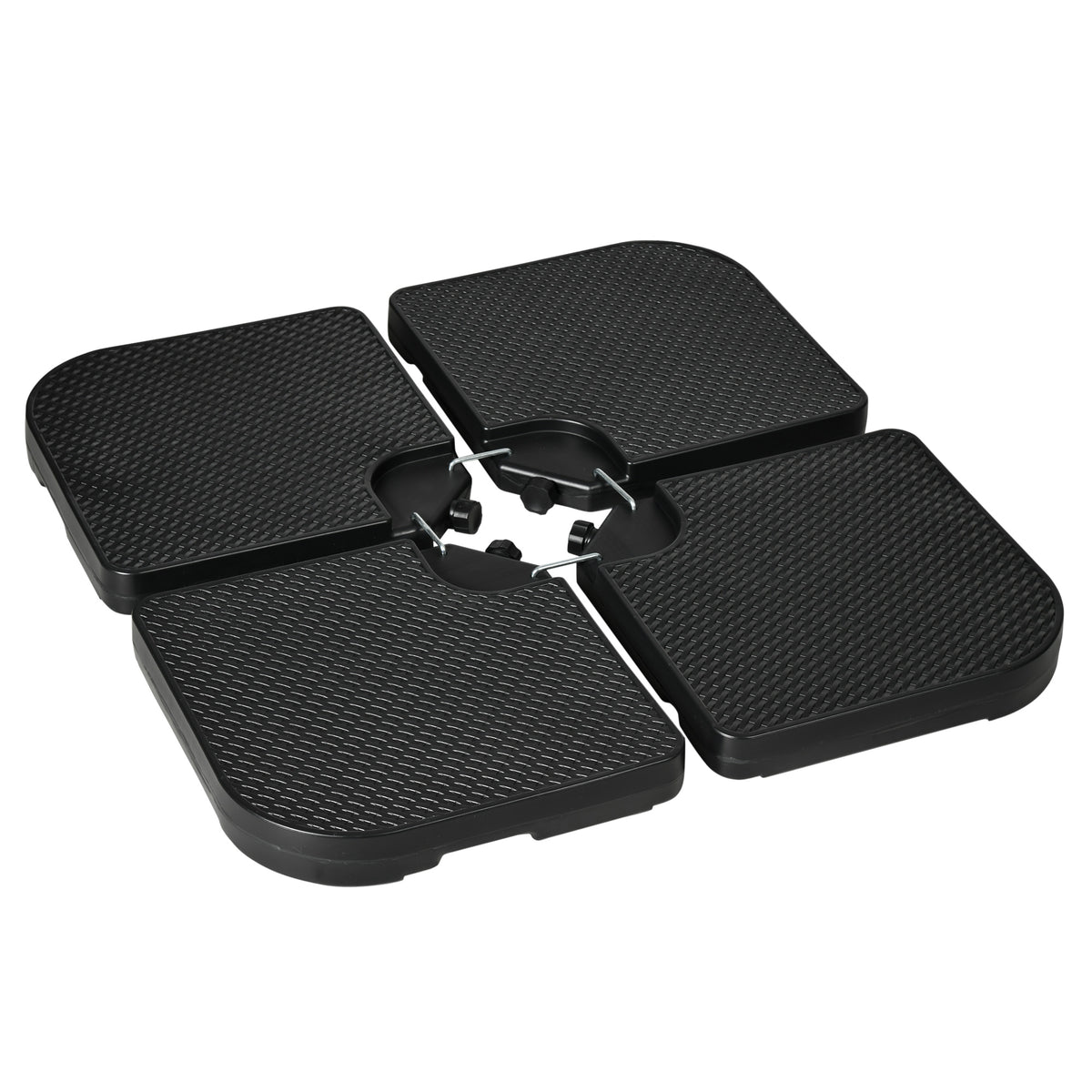 4PCs Cantilever Umbrella Base Weights for Offset Banana Parasol, HDPE Water or Sand Filled Patio Umbrella Weights for Cross Base Stand with Built-in Handles, Black