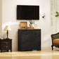 13 Gallon Tilt Out Garbage Cabinet, Kitchen Island with Trash Cabinet, 2 Drawers, Door Racks, Adjustable Shelves, Black