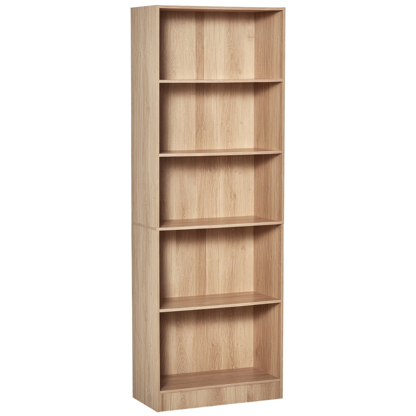 5-Tier Bookcase, Storage Bookshelf with Adjustable Shelves, Display Shelves for Living Room, Home Office, Nature Wood
