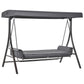 3 Person Porch Swing Bed, 2-in-1 Convertible Outdoor Patio Swing Chair Bench Hammock with Adjustable Canopy, Cushions, Pillows for Porch and Backyard, Red