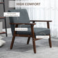 Modern Accent Chairs with Cushioned Seat, Upholstered Linen-Feel Armchair for Bedroom, Living Room, Dark Gray