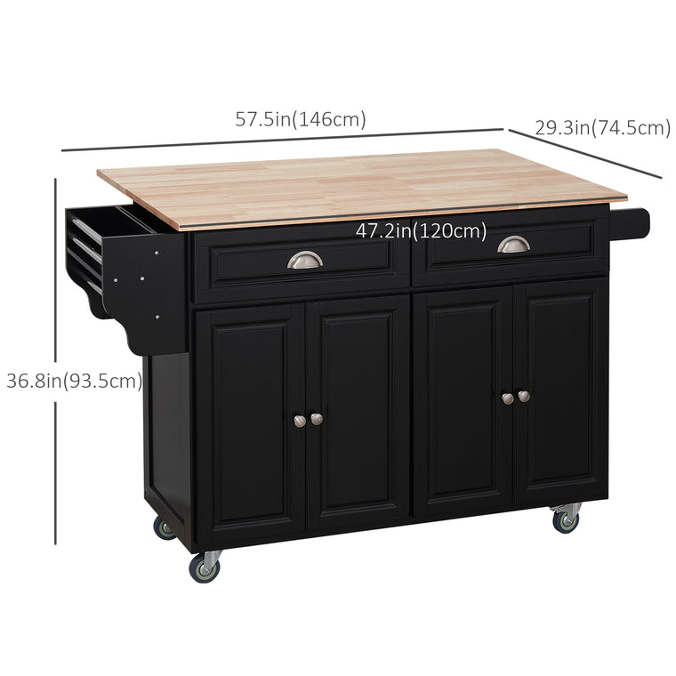 Rolling Kitchen Island with Drop Leaf