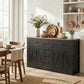 Sideboard Buffet Cabinet, 55" Farmhouse Kitchen Cabinet with 4 Barn Doors, 6 Drawers and 2 Adjustable Shelves, Black
