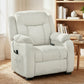 Massage Recliner Chair with Quiet Brushless Motor Pet-Friendly Fabric Power Recliner with 2 Memory Positions Cream White