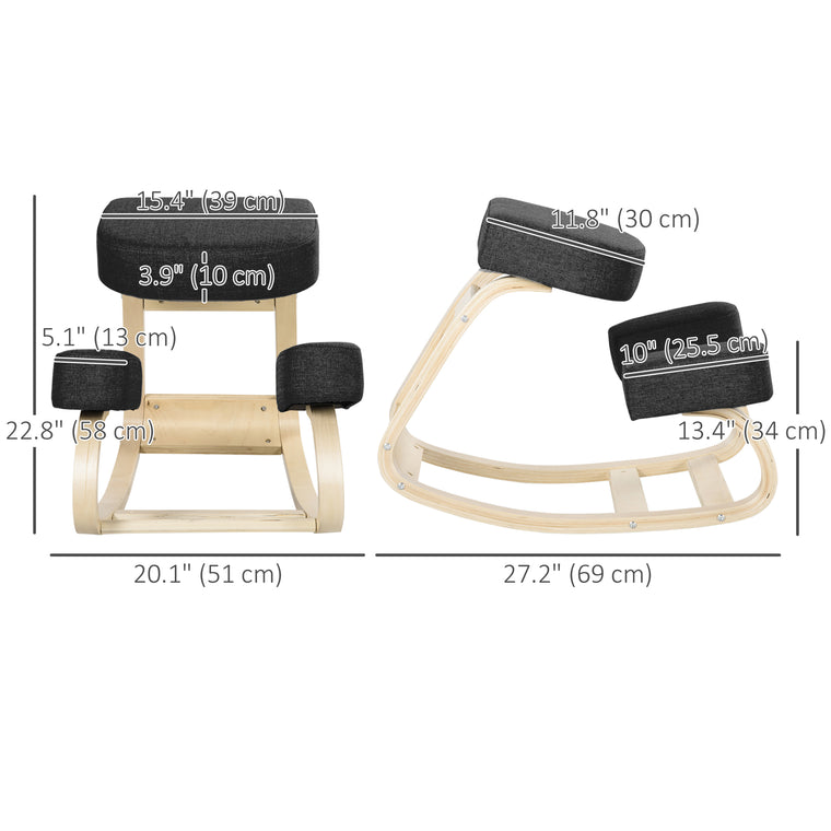Wood Kneeling Chair with Thick Pads