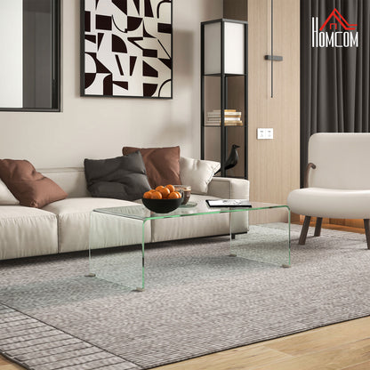 Rectangle Glass Coffee Table with Rounded Edges - Clear