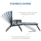 Foldable Lounge Chair, Reclining Patio Sun Lounger with 6-Position Adjustable Back, Blue and White
