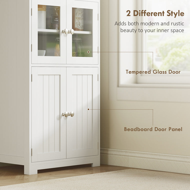 63" Small Buffet with Hutch and 4 Doors - White