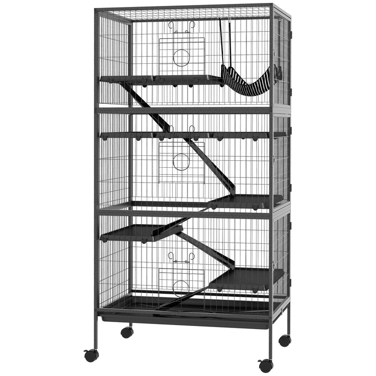 6-Tier Charcoal Grey Small Animal Cage for Rabbits & Ferrets