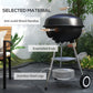Portable Charcoal BBQ Grill, Steel Outdoor Camp Picnic Cooker with Lid, Air Vents, Wheels and Storage Shelf, Black