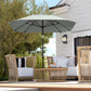 7.6FT Aluminum Patio Umbrella Parasol 8 Ribs Outdoor Market Umbrella with Crank, Push Button Tilt for Deck, Backyard and Lawn, Light Grey